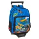 School Rucksack with Wheels Hot Wheels Let's race Blue Black 27 x 33 x 10 cm