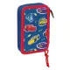 Double Pencil Case Cars Racing Navy Blue 12.5 x 19.5 x 4 cm Double Pencil Case 29 Pieces