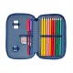 Double Pencil Case Cars Racing Navy Blue 12.5 x 19.5 x 4 cm Double Pencil Case 29 Pieces