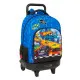 School Rucksack with Wheels Hot Wheels Let's race Blue Black 33 x 45 x 22 cm