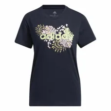 Camiseta de Manga Corta Mujer Adidas Farm Print Graphic Azul oscuro