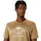 Camiseta de Manga Corta Hombre Asics Fujitrail Logo Ss Top Marrón Beige