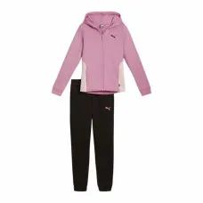 Children’s Tracksuit Puma Hooded Sweat Suit Fleece Cl Black Pink 2 Pieces