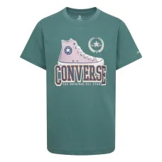 Camiseta de Manga Corta Infantil Converse Script Sneaker Gfx Sse Cian