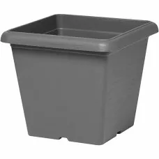 Plant pot Garden ID Anthracite Squared Stone effect 40 x 35 cm