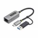 Cable USB Startech U2GA-USB-C-ETHERNET Gris