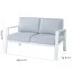 2-Seater Sofa Thais White Aluminium 132,20 x 74,80 x 73,30 cm
