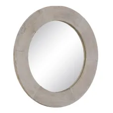 Wall mirror White Natural Crystal Mango wood MDF Wood Vertical Circular 61 x 2,5 x 61 cm