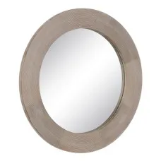 Wall mirror White Natural Crystal Mango wood MDF Wood Vertical Circular 91,5 x 3,8 x 91,5 cm