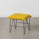 Puff Tejido Sintético Metal Amarillo 40 x 40 x 35 cm