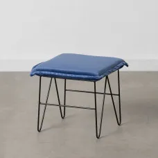 Puff Tejido Sintético Azul Metal 40 x 40 x 35 cm