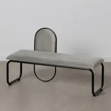 Bench 110 x 40 x 68 cm Synthetic Fabric Grey Metal
