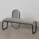 Bench 110 x 40 x 68 cm Synthetic Fabric Grey Metal