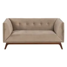 Sofá 156 x 81 x 72 cm Champán Tejido Sintético Madera Terciopelo
