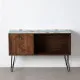 Sideboard Blue Metal Wood Brown 120 x 40 x 80 cm