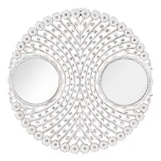 Wall mirror 90 x 1,5 x 90 cm White MDF Wood