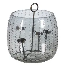 Portavelas Gris Metal Cristal 28 x 28 x 25 cm