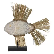 Decorative Figure White Brown Natural Fish 57 x 12 x 60 cm