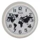 Wall Clock World Map White Black Iron 70 x 70 x 6,5 cm