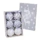 Christmas Baubles White Silver Paper Polyfoam Deer 7,5 x 7,5 x 7,5 cm (6 Units)