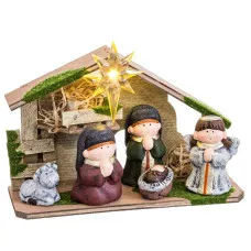 Belén de Navidad Multicolor Cerámica Madera MDF 22,5 x 8,5 x 16,5 cm (5 Piezas)