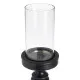 Portavelas Negro Madera Cristal 12 x 12 x 62 cm