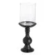 Candleholder Black Wood Crystal 20 x 20 x 53 cm