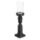 Portavelas Negro Madera Cristal 12 x 12 x 55 cm