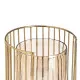 Portavelas Marrón Dorado Madera Cristal Acero 15 x 15 x 23 cm