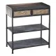 Hall Table with 2 Drawers BRICK Brown Black Iron 75,5 x 38 x 85 cm