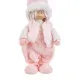 Adorno Navideño Rosa Metal Poliresina Polyfoam Tejido Niño 19 x 10 x 51 cm