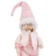 Adorno Navideño Rosa Metal Poliresina Polyfoam Tejido Niño 19 x 10 x 51 cm
