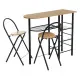 Table set with 2 chairs Black Natural 100 x 74 x 88 cm