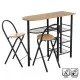 Table set with 2 chairs Black Natural 100 x 74 x 88 cm