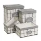 Set of Baskets Grey Polyester Iron MDF Wood 800 ml 2 L 3 L 6 L 1,2 L 42 x 31 x 54 cm