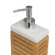 Bath Set White Natural Ceramic Bamboo 25,5 x 7,5 x 23,5 cm 3 Pieces