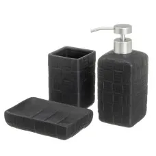 Bath Set Black Ceramic 14 x 10 x 20 cm