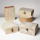 Juego de Cestas Blanco Natural Madera MDF 20 x 20 x 10 cm