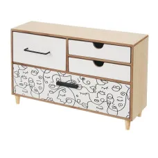 Jewelry box ONE LINE White Black Natural MDF Wood 36 x 11 x 23 cm