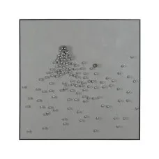 Painting White Silver Abstract 100 x 100 cm