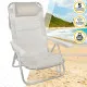 Folding Chair with Headrest Aktive Ibiza Beige 48 x 84 x 46 cm (2 Units)