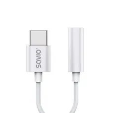 Adaptador USB-C a Jack 3.5 mm Savio AK-51 Blanco 11 cm
