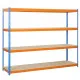 Estantería Metálica SimonRack: 2000x1500x600 mm, 4 Baldas de madera, 400 kg por balda, sin tornillos