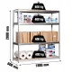 Estantería Metálica SimonRack: 2000x1800x600 mm, 4 Baldas de madera, 400 kg por balda, sin tornillos