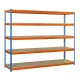Estantería Metálica SimonRack: 2000x1800x600 mm, 5 Baldas de madera, 400 kg por balda, sin tornillos