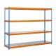 Estantería Metálica SimonRack: 2000x1200x600 mm, 4 Baldas de metal, 400 kg por balda, sin tornillos