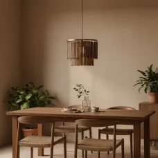 Ceiling Light Home ESPRIT Brown Golden Wood Metal Mango wood 50 W 60 x 60 x 48 cm